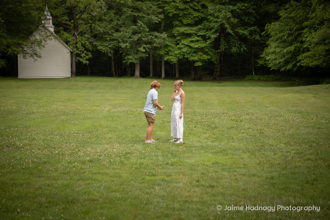 Surprise Proposal Photography in Waynesville NC | Asheville Engagement Photographer | Palmer Chapel