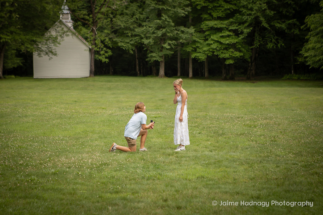 Surprise Proposal Photography in Waynesville NC | Asheville Engagement Photographer | Palmer Chapel