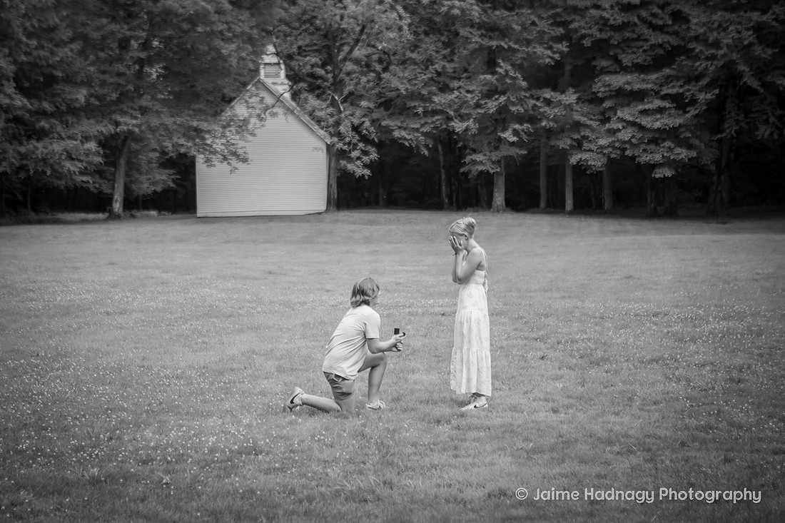 Surprise Proposal Photography in Waynesville NC | Asheville Engagement Photographer | Palmer Chapel