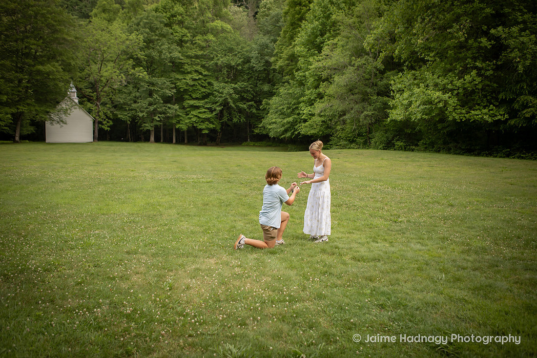 Surprise Proposal Photography in Waynesville NC | Asheville Engagement Photographer | Palmer Chapel