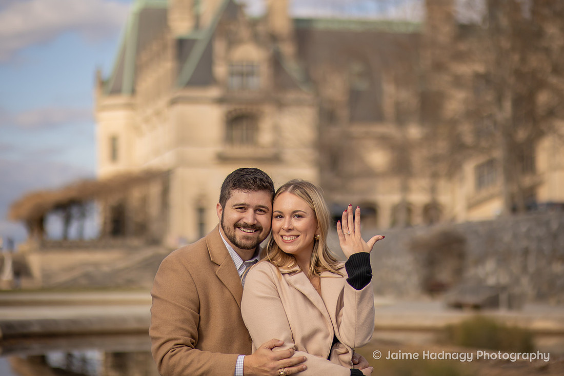 Asheville Engagement photography at Biltmore Estate in wintertime