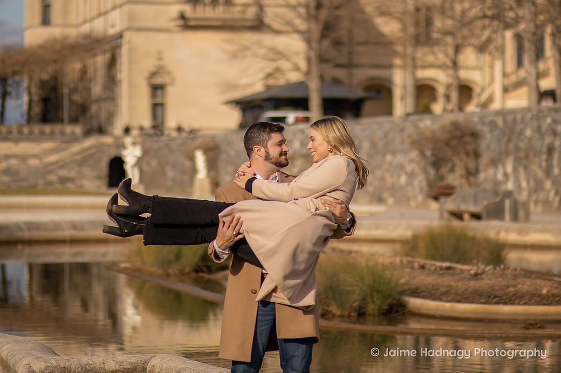 Asheville Engagement photography at Biltmore Estate in wintertime