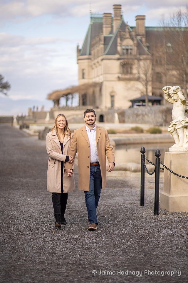 Asheville Engagement photography at Biltmore Estate in wintertime
