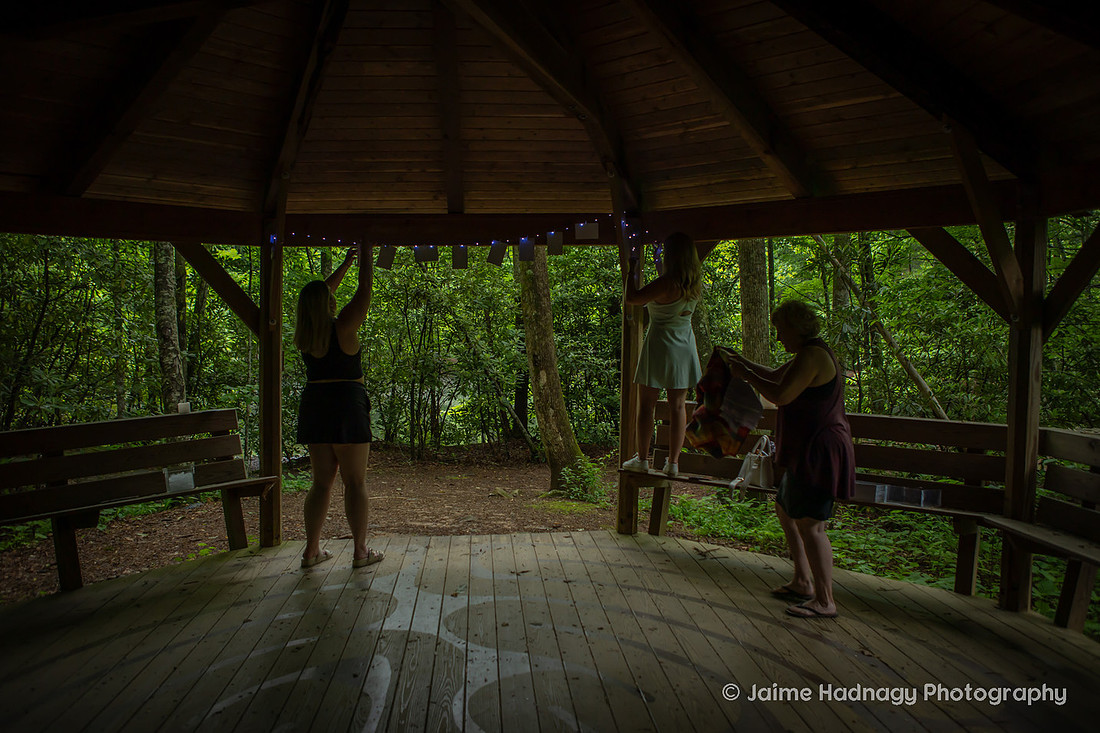 Decorating a Gazebo in Montreat for a Surprise Proposal
