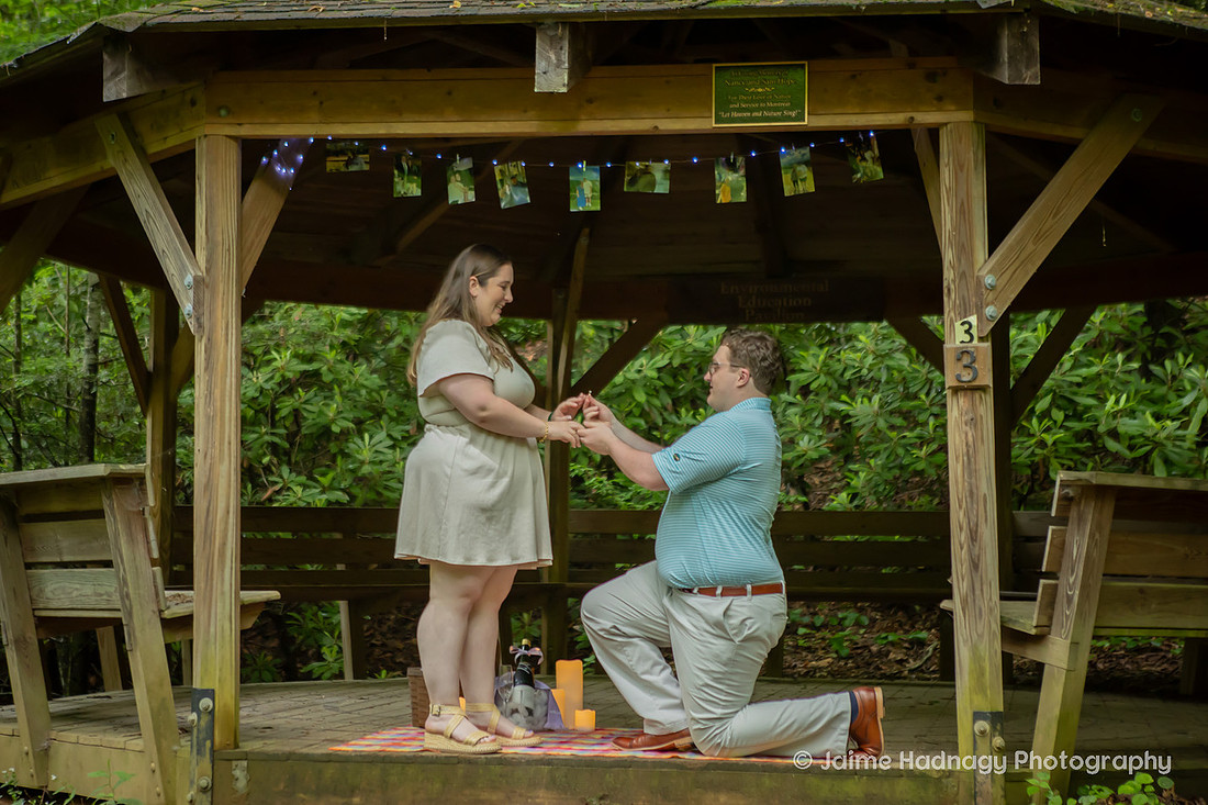 Proposal Photography at a Gazebo in the Forest | Black Mountain NC Photographer