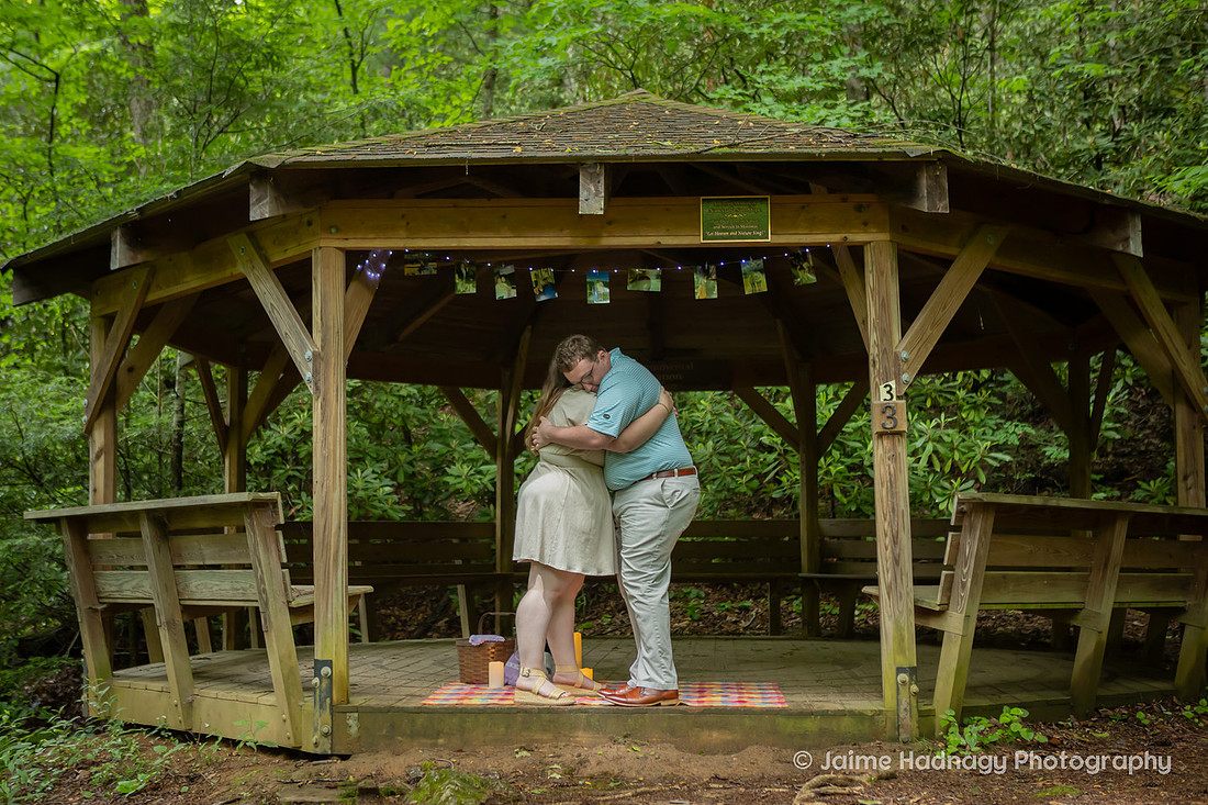 Proposal Photography at a Gazebo in the Forest | Black Mountain NC Photographer
