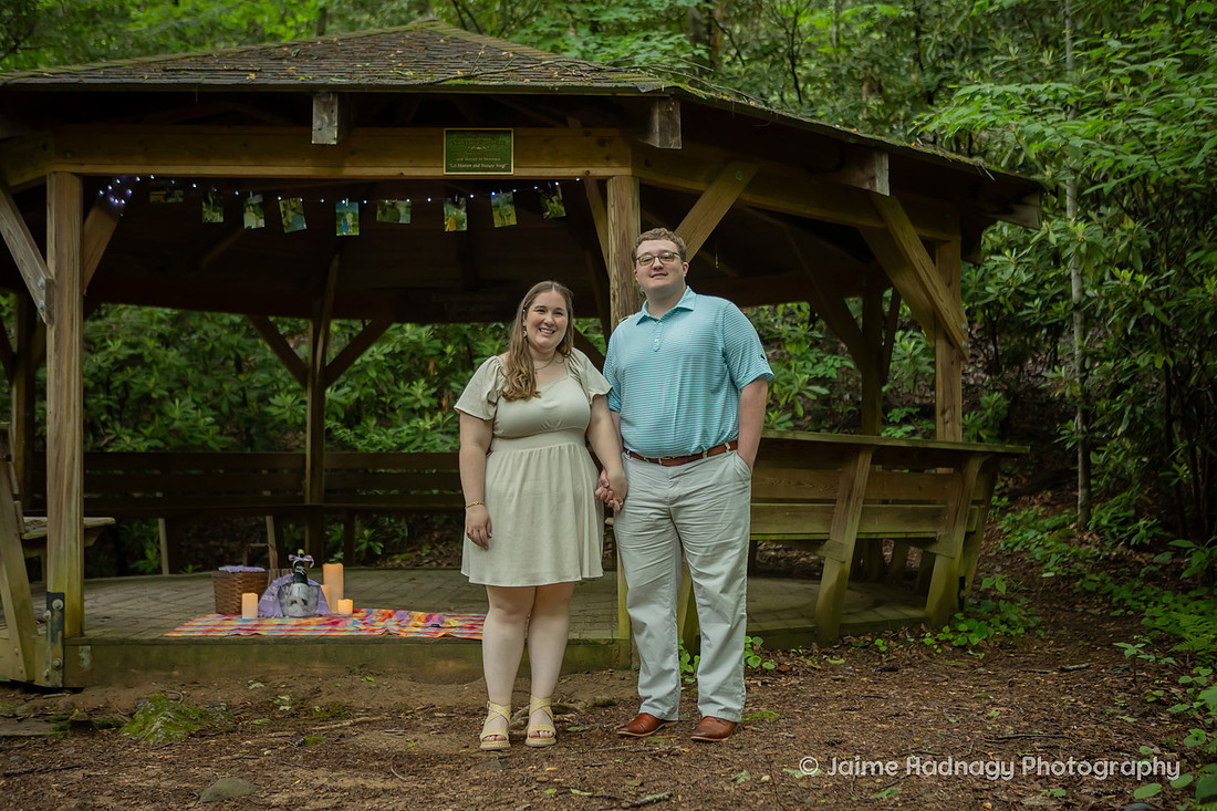 Proposal Photography at a Gazebo in the Forest | Black Mountain NC Photographer