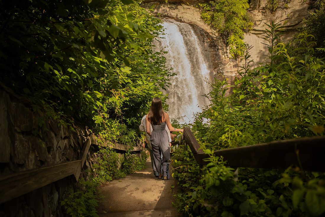 Engagement at Looking Glass Falls | Brevard NC Photographer
