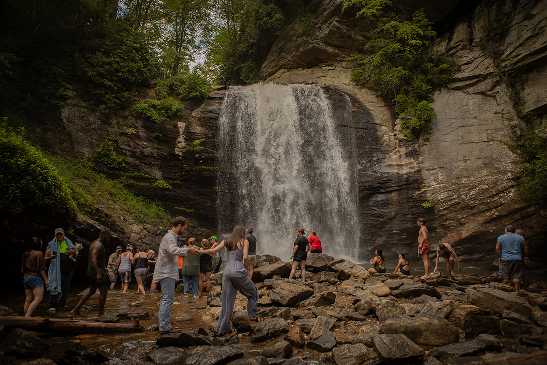 Engagement at Looking Glass Falls | Brevard NC Photographer