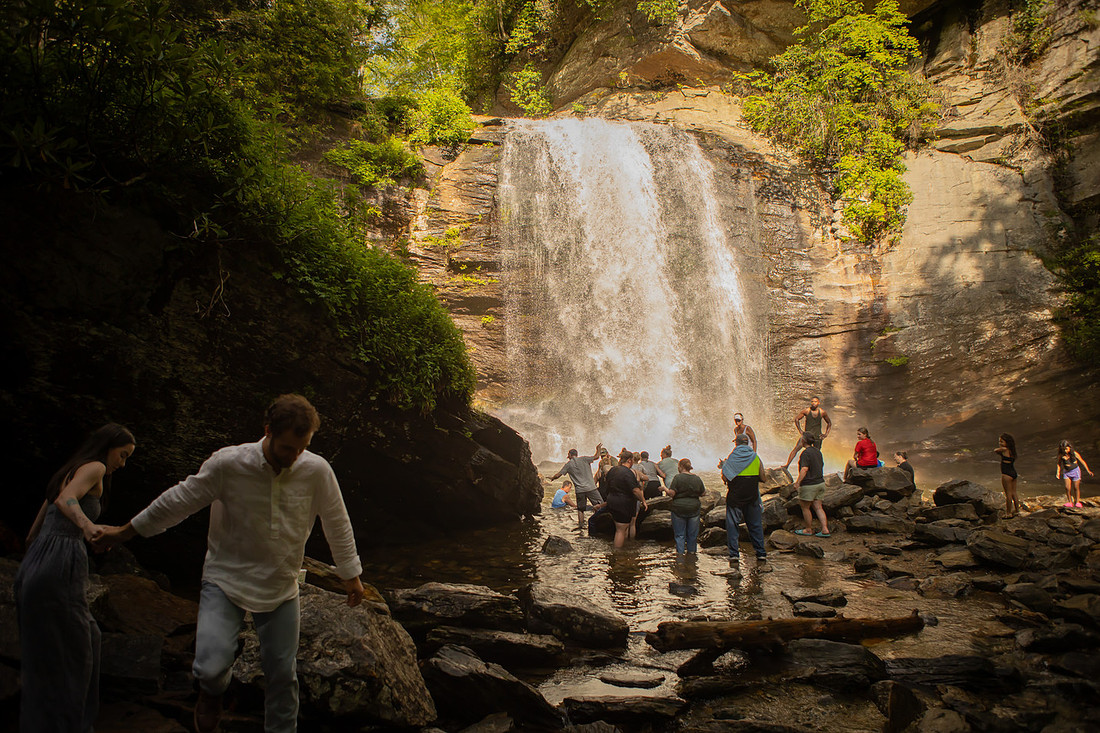 Engagement at Looking Glass Falls | Brevard NC Photographer