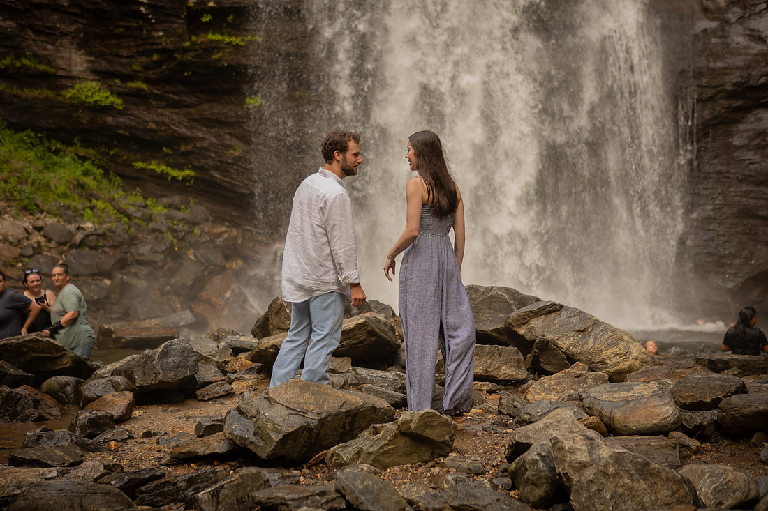 Engagement at Looking Glass Falls | Brevard NC Photographer