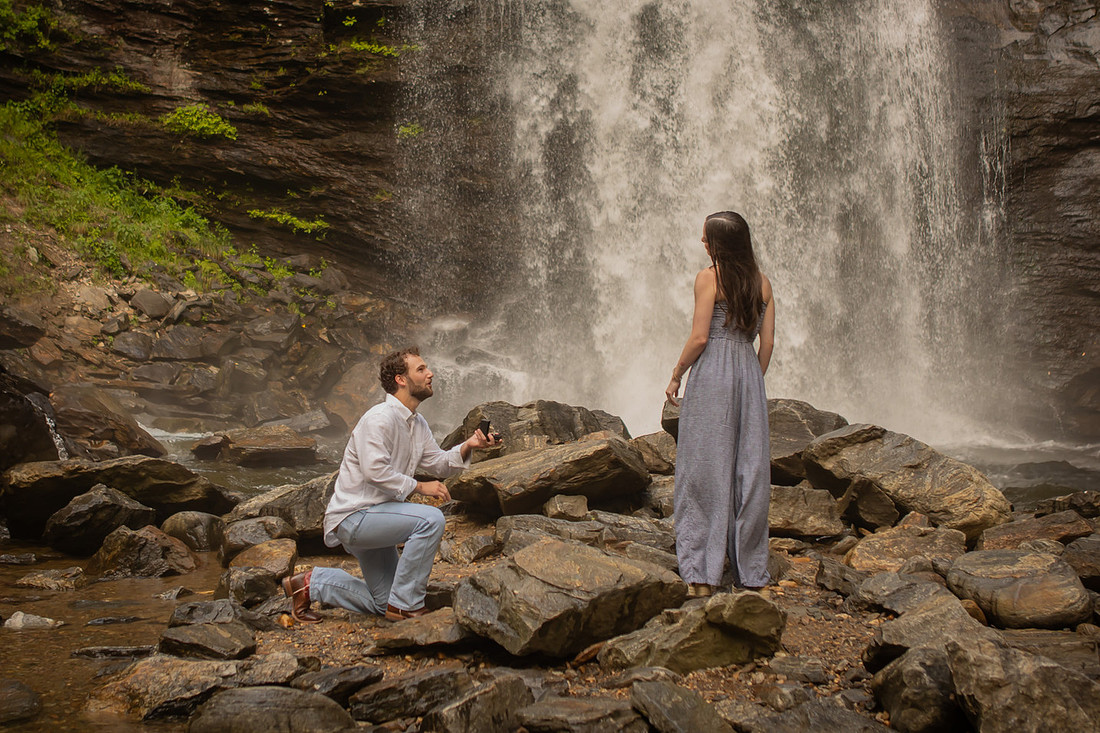 Engagement at Looking Glass Falls | Brevard NC Photographer