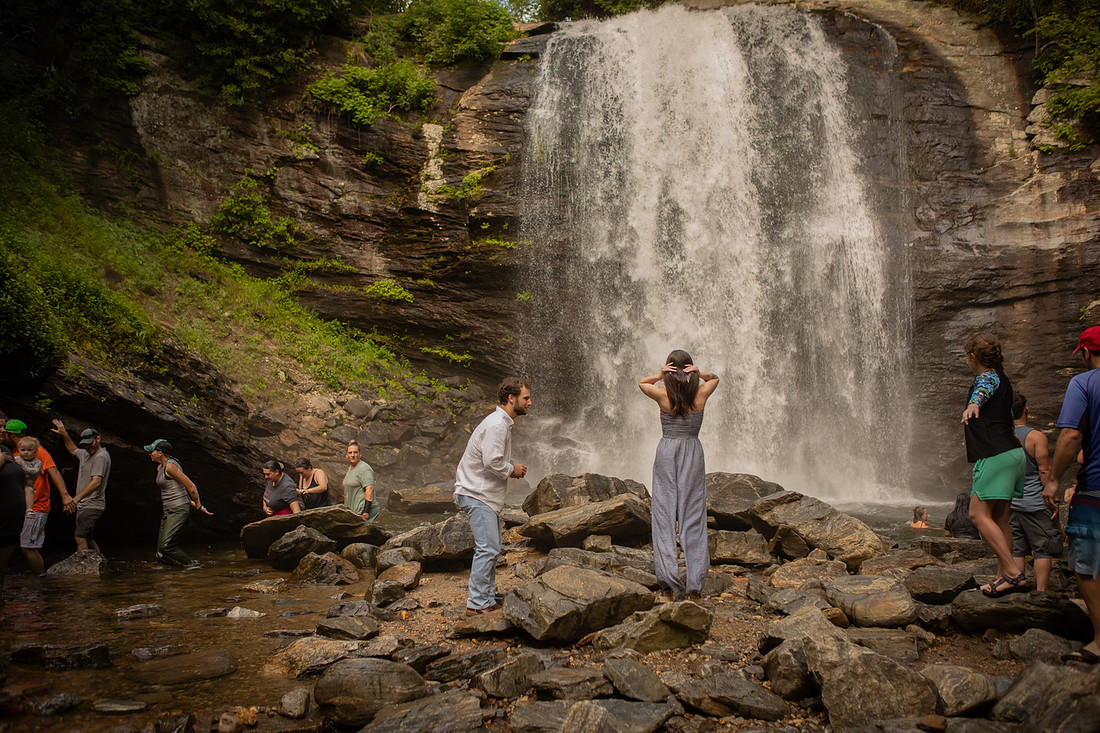 Engagement at Looking Glass Falls | Brevard NC Photographer