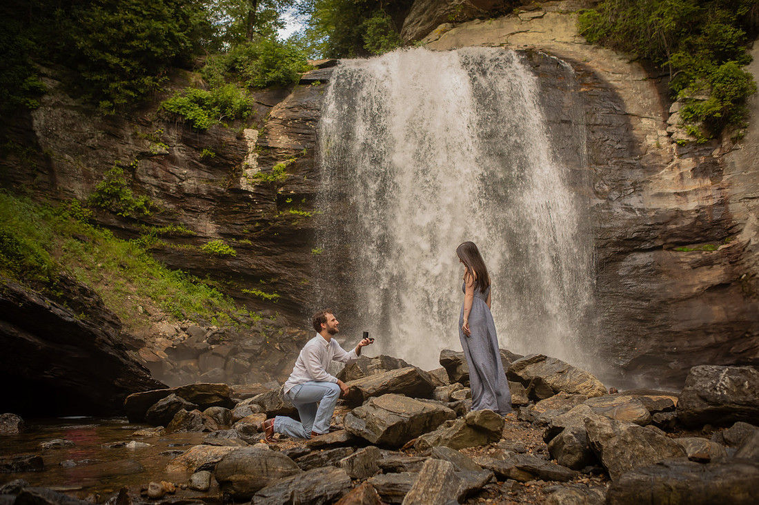Engagement at Looking Glass Falls | Brevard NC Photographer
