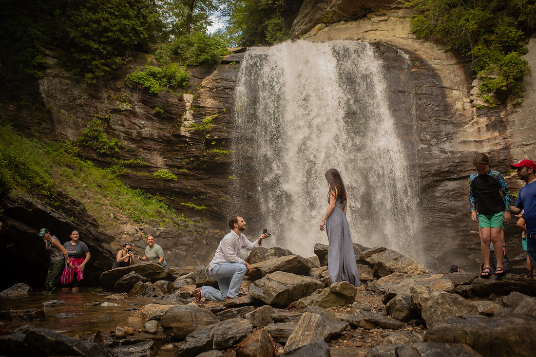 Engagement at Looking Glass Falls | Brevard NC Photographer