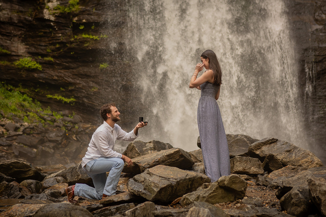Engagement at Looking Glass Falls | Brevard NC Photographer