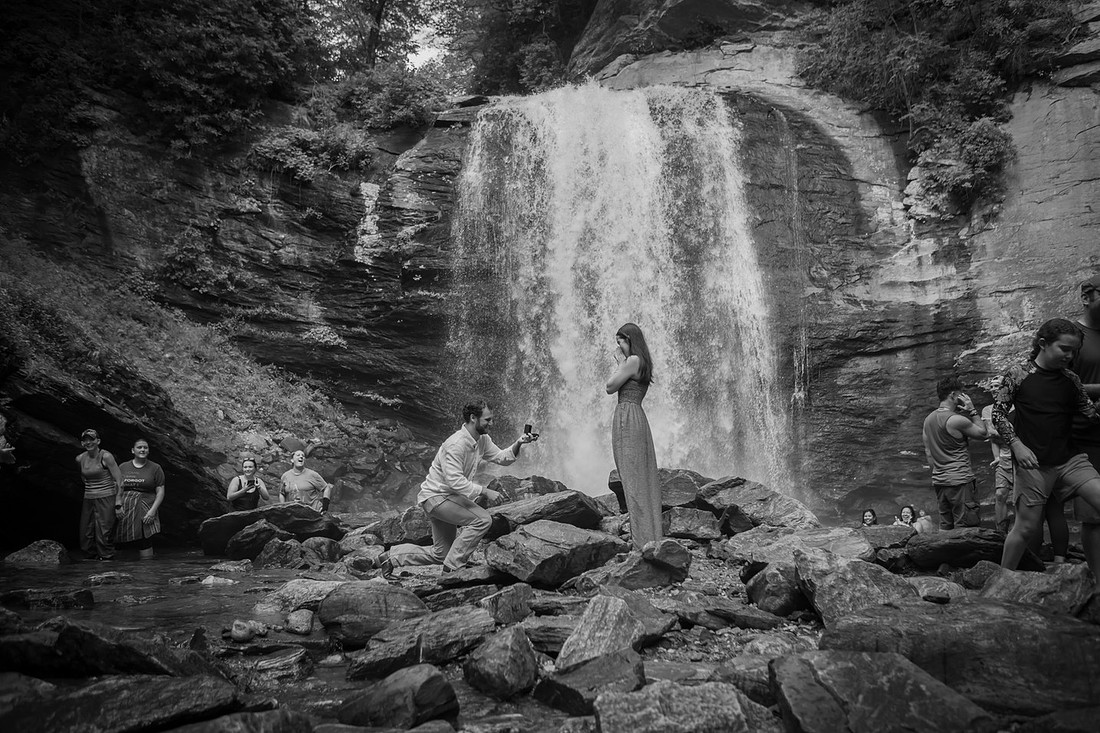 Engagement at Looking Glass Falls | Brevard NC Photographer