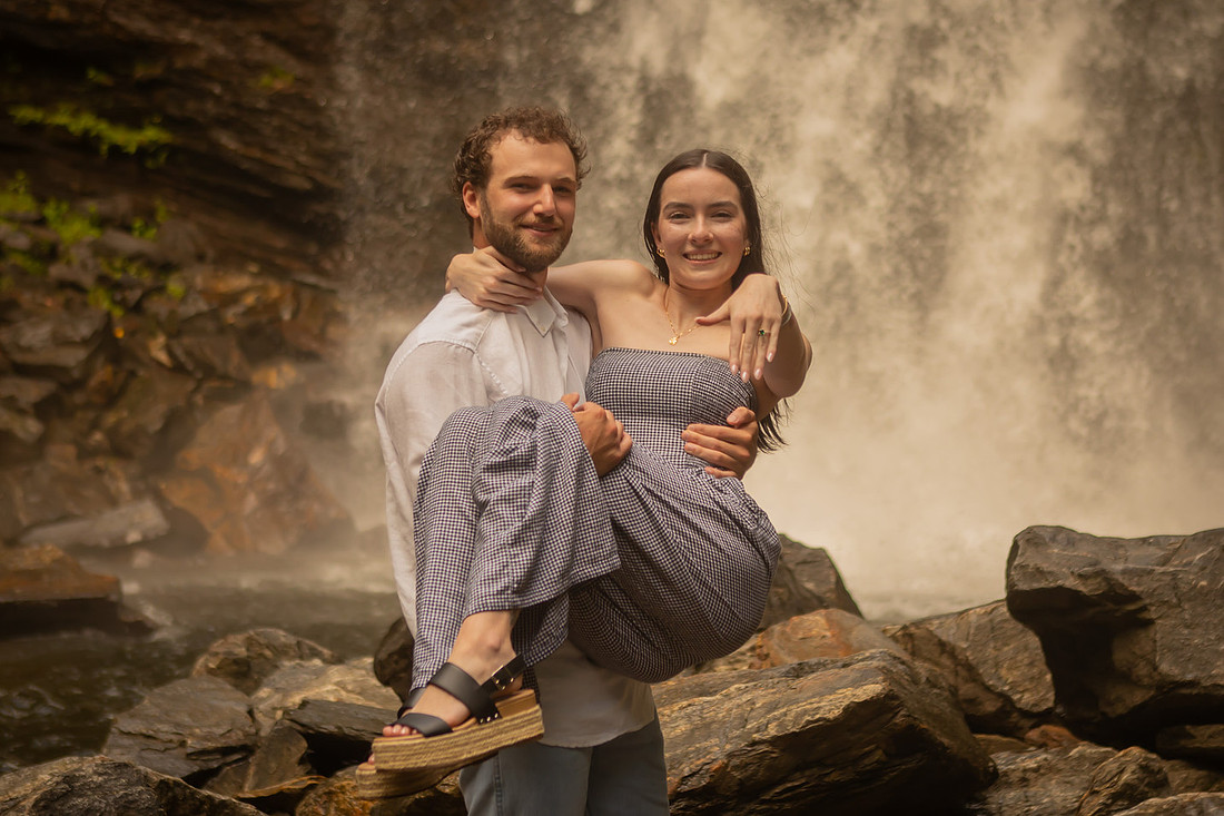 Proposing to your girlfriend at Looking Blass Falls | Asheville Engagement Photographer