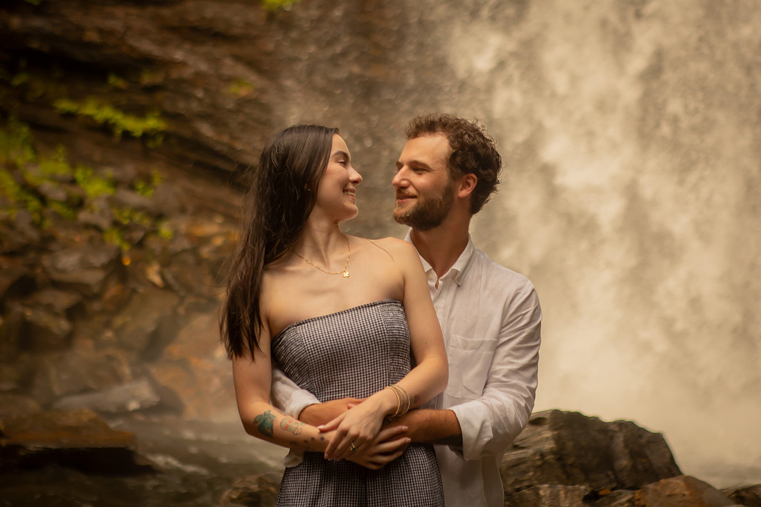 Proposing to your girlfriend at Looking Blass Falls | Asheville Engagement Photographer
