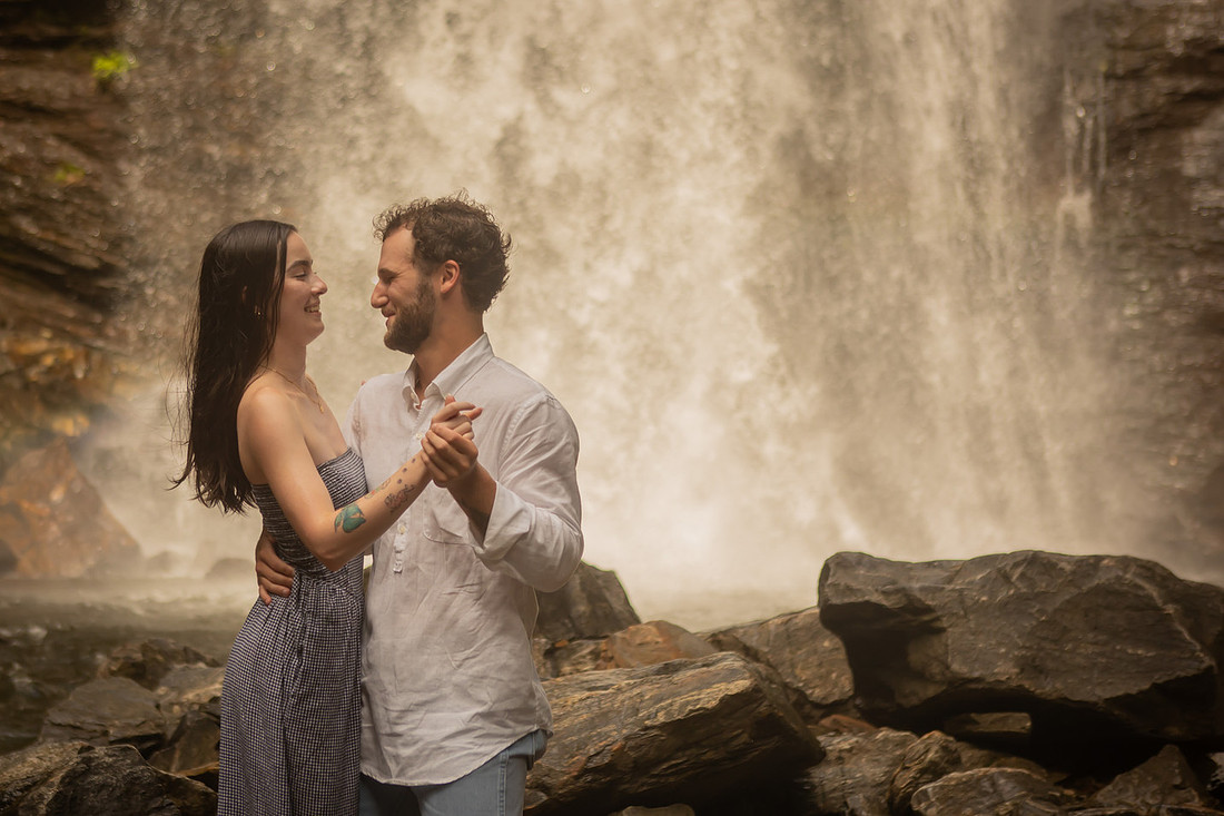 Proposing to your girlfriend at Looking Blass Falls | Asheville Engagement Photographer