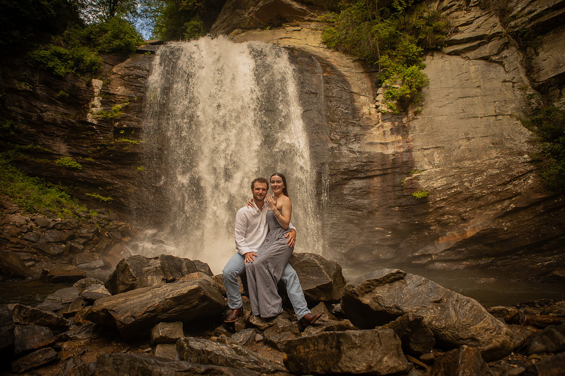 Proposing to your girlfriend at Looking Blass Falls | Asheville Engagement Photographer
