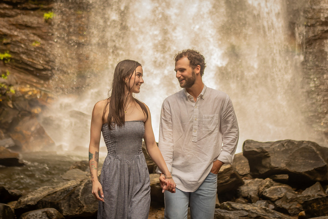 Proposing to your girlfriend at Looking Blass Falls | Asheville Engagement Photographer