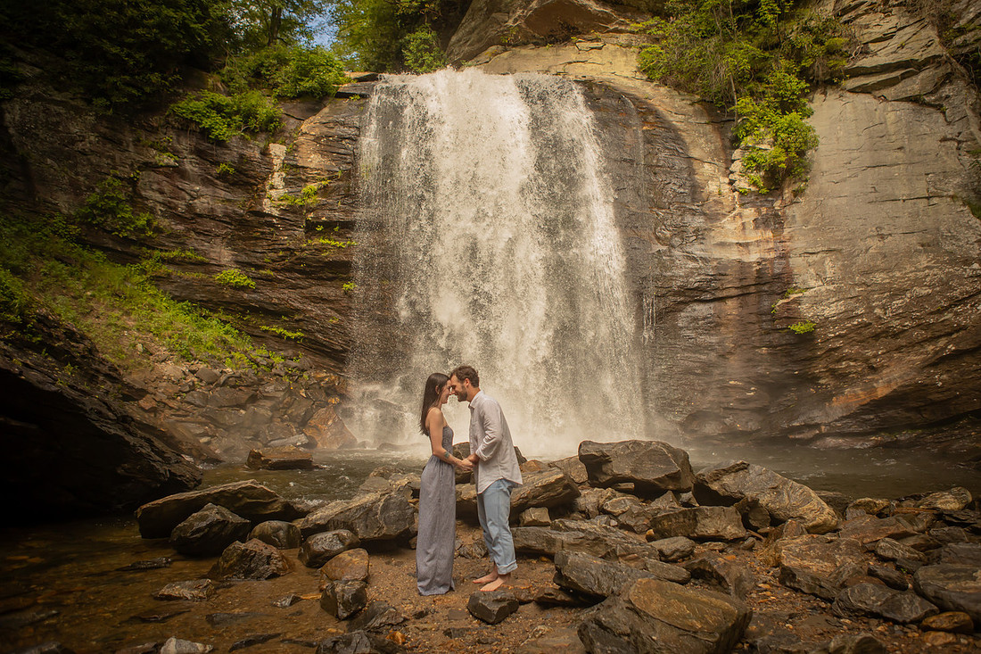 Proposing to your girlfriend at Looking Blass Falls | Asheville Engagement Photographer