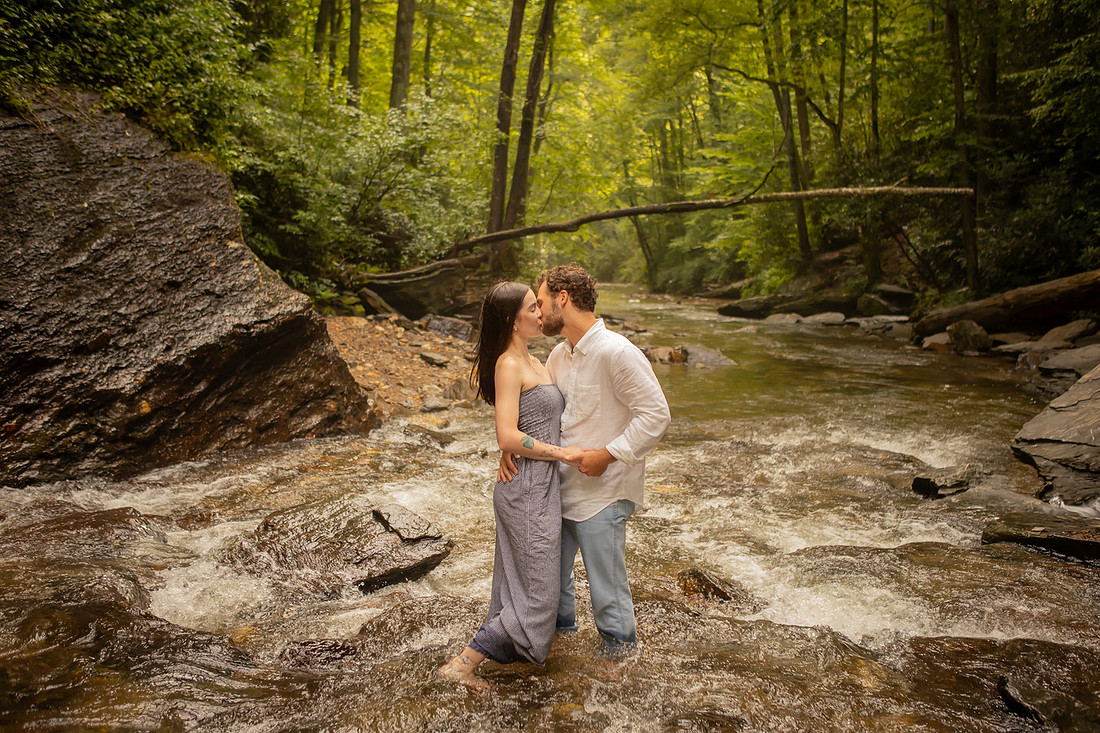 Proposing to your girlfriend at Looking Blass Falls | Asheville Engagement Photographer