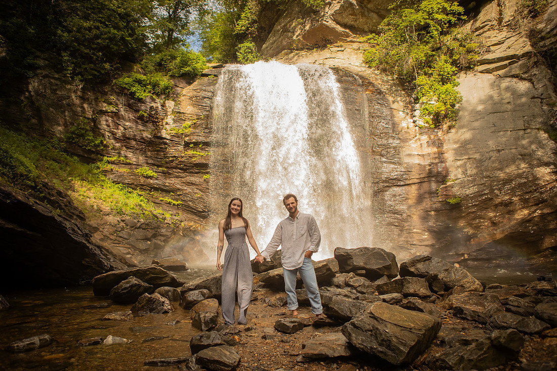 Proposing to your girlfriend at Looking Blass Falls | Asheville Engagement Photographer