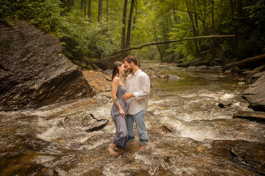 Proposing to your girlfriend at Looking Blass Falls | Asheville Engagement Photographer