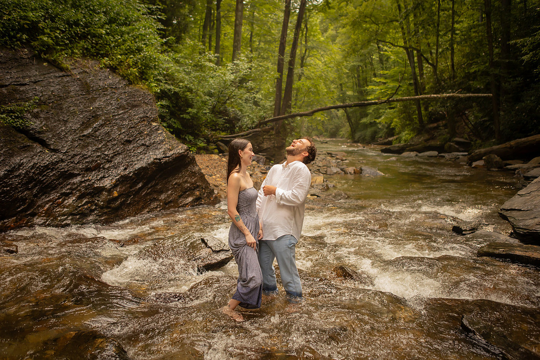 Proposing to your girlfriend at Looking Blass Falls | Asheville Engagement Photographer