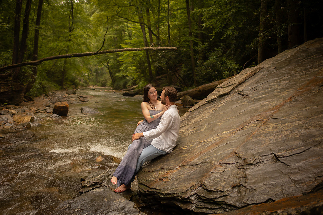 Proposing to your girlfriend at Looking Blass Falls | Asheville Engagement Photographer