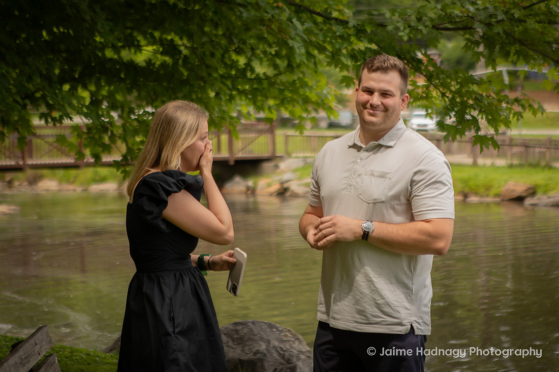Proposal at Lake Tomahawk in Black Mountain NC | Engagement Photographer