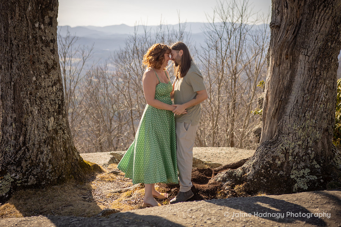 Couple Between Two Trees in the Mountains