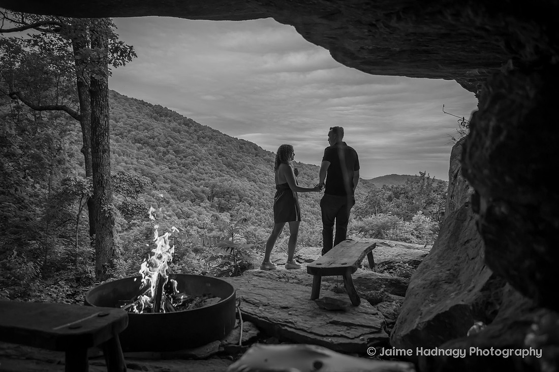 Surprise Tiny House Proposal at Raven Rock | Asheville Engagement Photographer