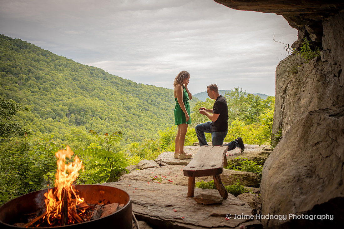 Surprise Tiny House Proposal at Raven Rock | Asheville Engagement Photographer