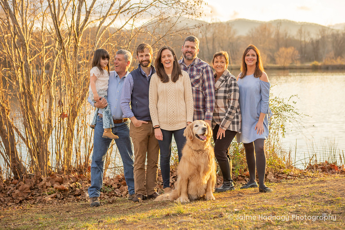 Extended Family Photography in Asheville with kid and dog