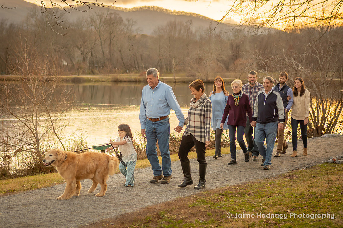 Extended Family Photography in Asheville with kid and dog