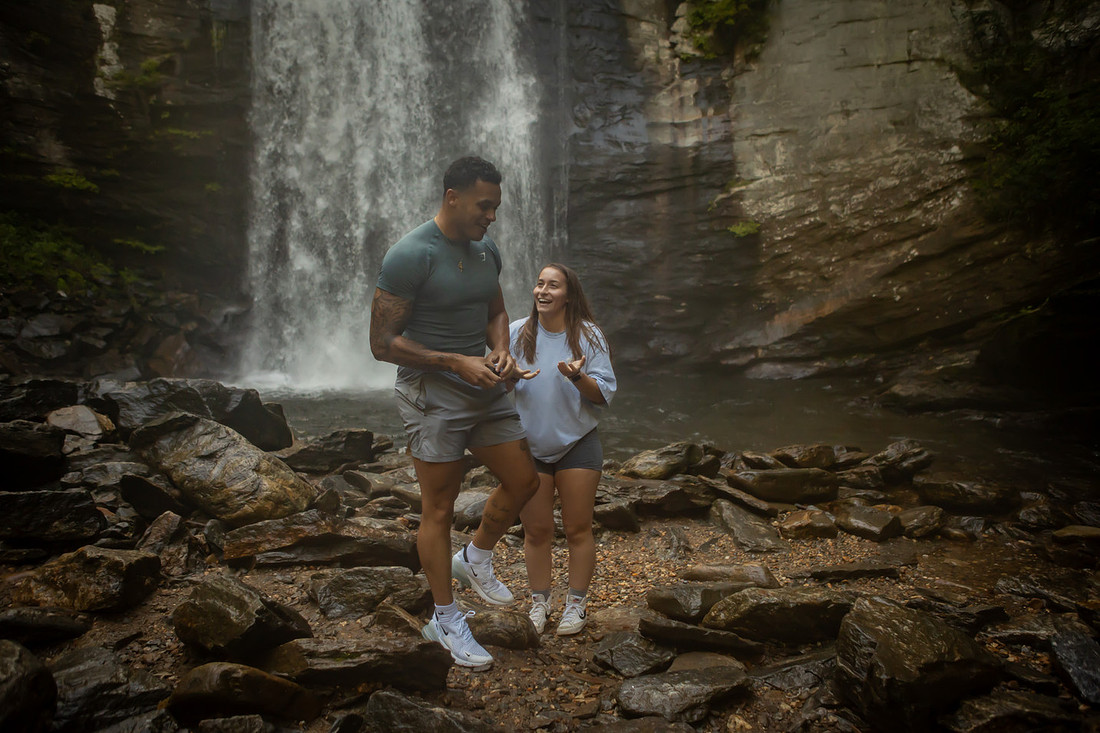 Engagement Photography at a waterfall near Asheville