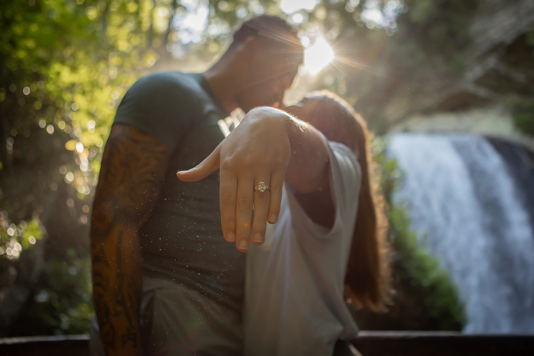 Engagement Photography at a waterfall near Asheville