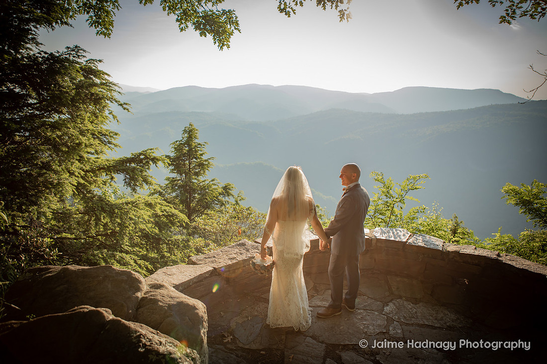 Bride and Groom Eloping in the Mountains | Asheville Elopement Photography Packages with Officiant