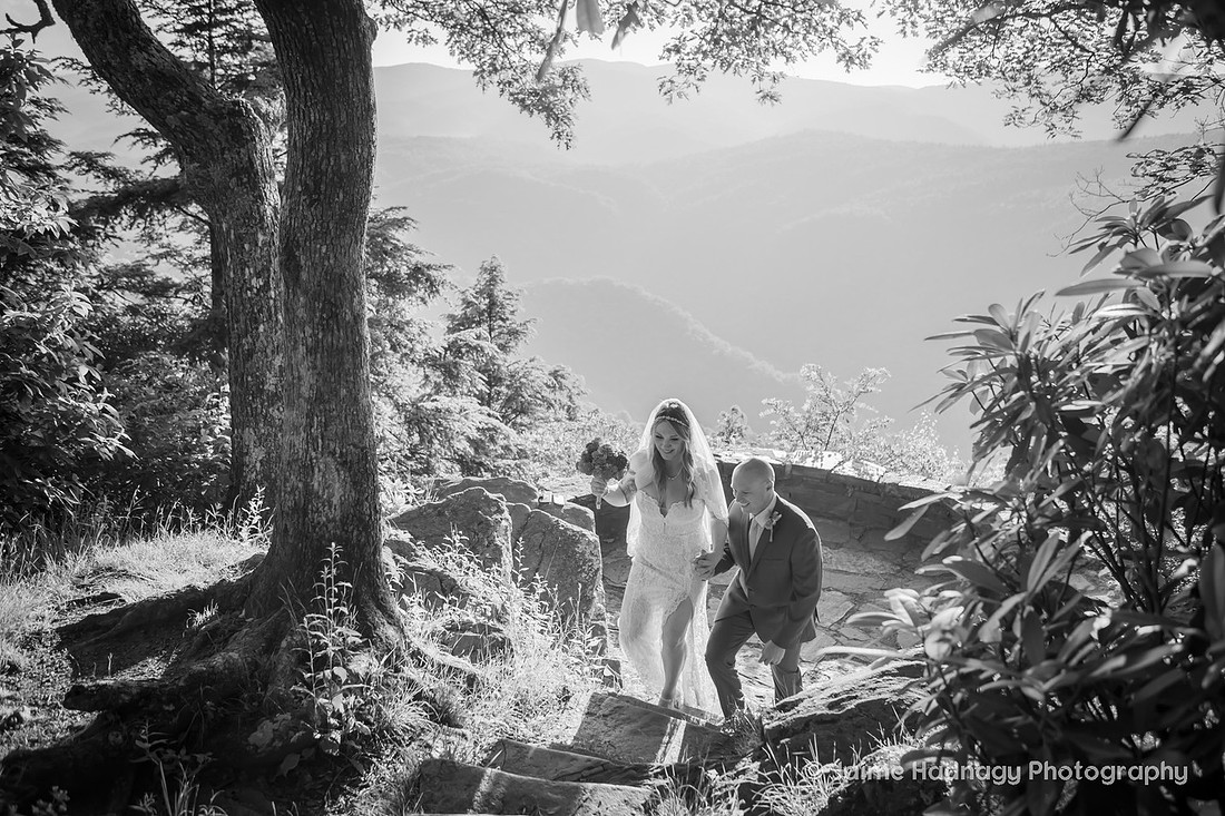Bride and Groom Eloping in the Mountains | Asheville Elopement Photography Packages with Officiant