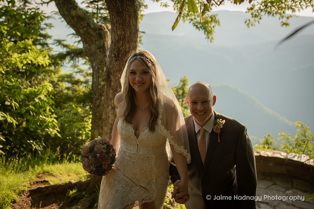 Bride and Groom Eloping in the Mountains | Asheville Elopement Photography Packages with Officiant