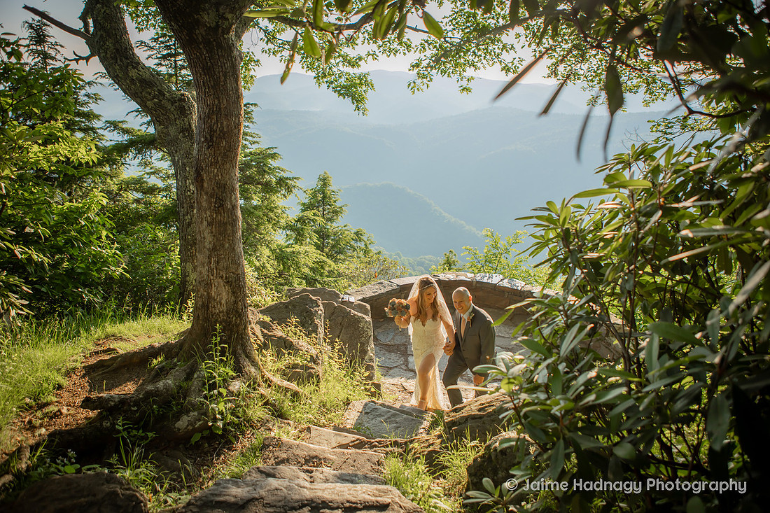 Bride and Groom Eloping in the Mountains | Asheville Elopement Photography Packages with Officiant