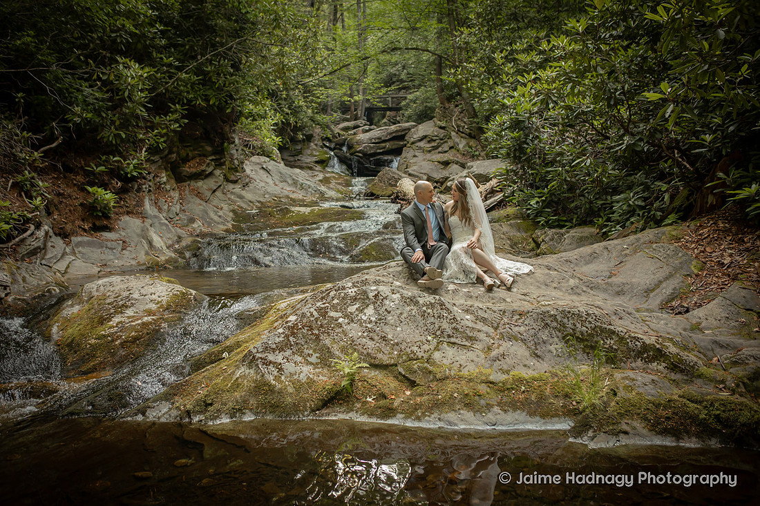 Bride and Groom Eloping in the Mountains | Asheville Elopement Photography Packages with Officiant