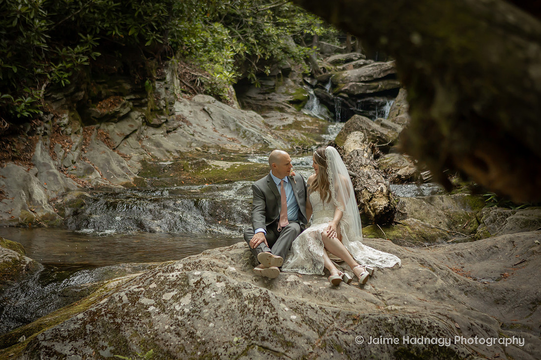 Bride and Groom Eloping in the Mountains | Asheville Elopement Photography Packages with Officiant