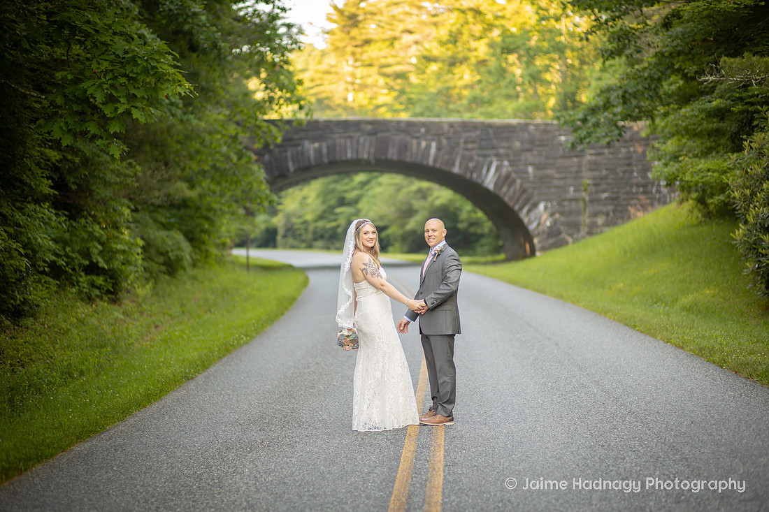 Bride and Groom Eloping in the Mountains | Asheville Elopement Photography Packages with Officiant