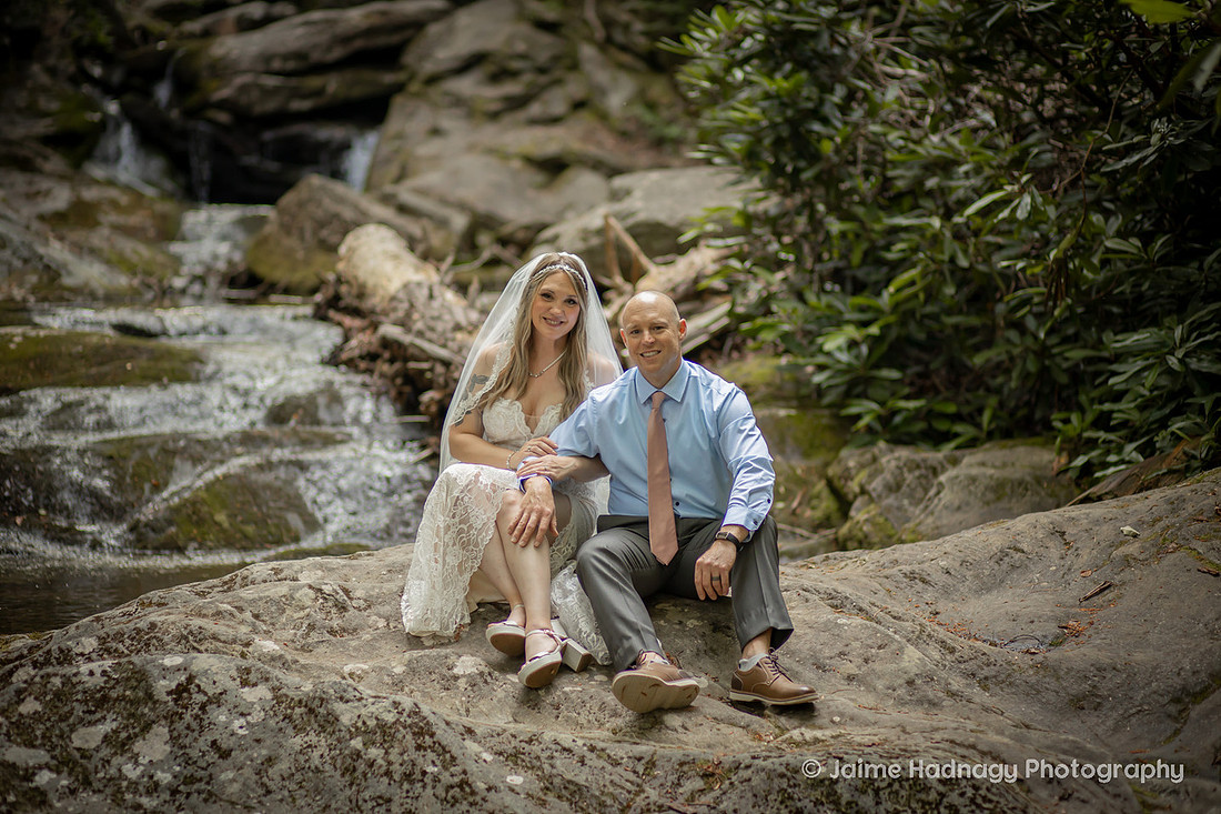 Bride and Groom Eloping in the Mountains | Asheville Elopement Photography Packages with Officiant