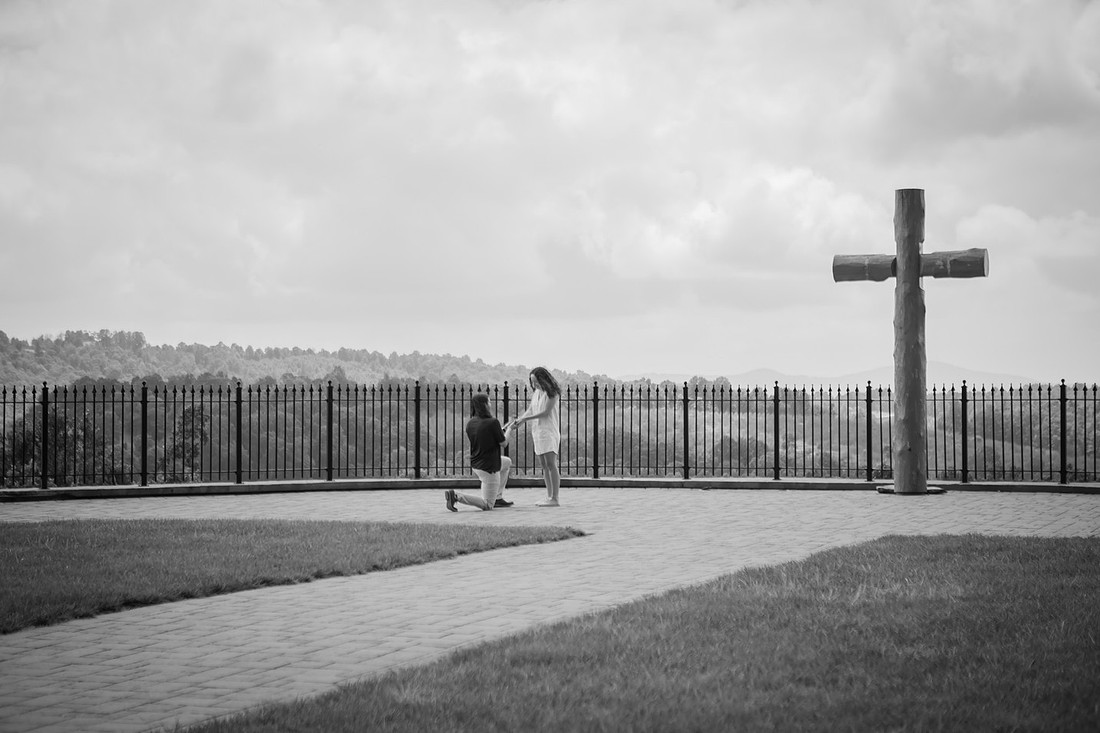 Surprise Proposal at Point Lookout Vineyard | Hendersonville, NC Photographer