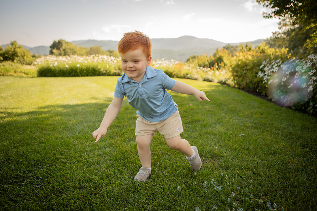 Kid Popping Bubbles